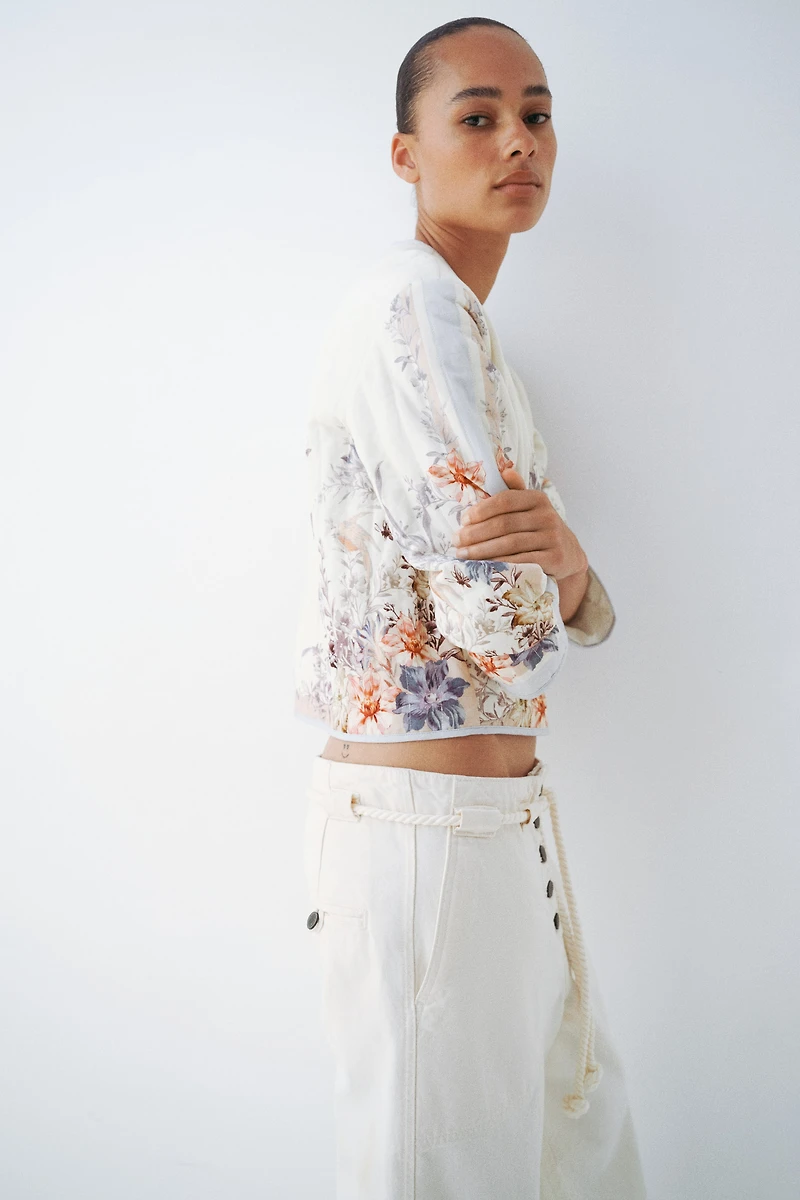 Quilted Linen-Blend Jacket