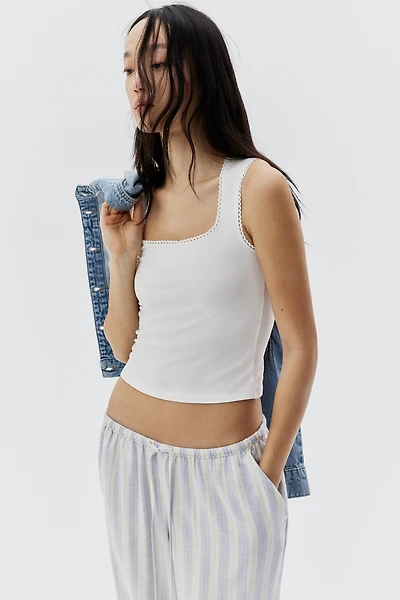 Picot-Trimmed Sleeveless Top
