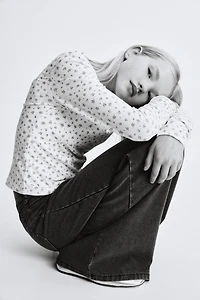 Denim-Look Wide-Leg Pants