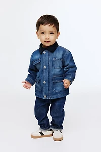 Veste en denim avec col velours côtelé