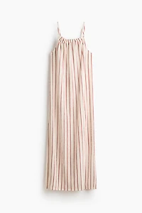 Crinkled Dress with Tie Shoulder Straps