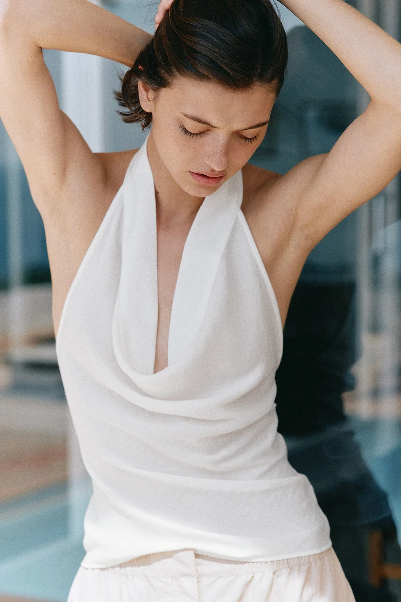 Cowl-Neck Halterneck Top