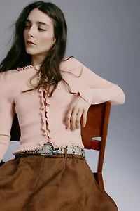 Ruffle-Trimmed Cardigan