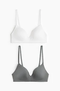 2-pack Padded Soft-cup Cotton Bras