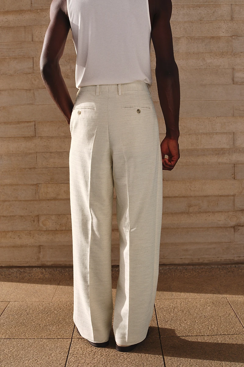 Loose-Fit Linen-Blend Suit Pants