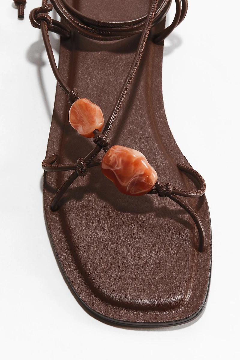 Bead-Detail Strappy Sandals
