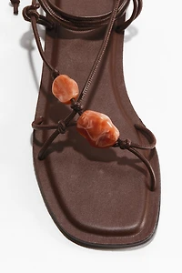 Bead-Detail Strappy Sandals