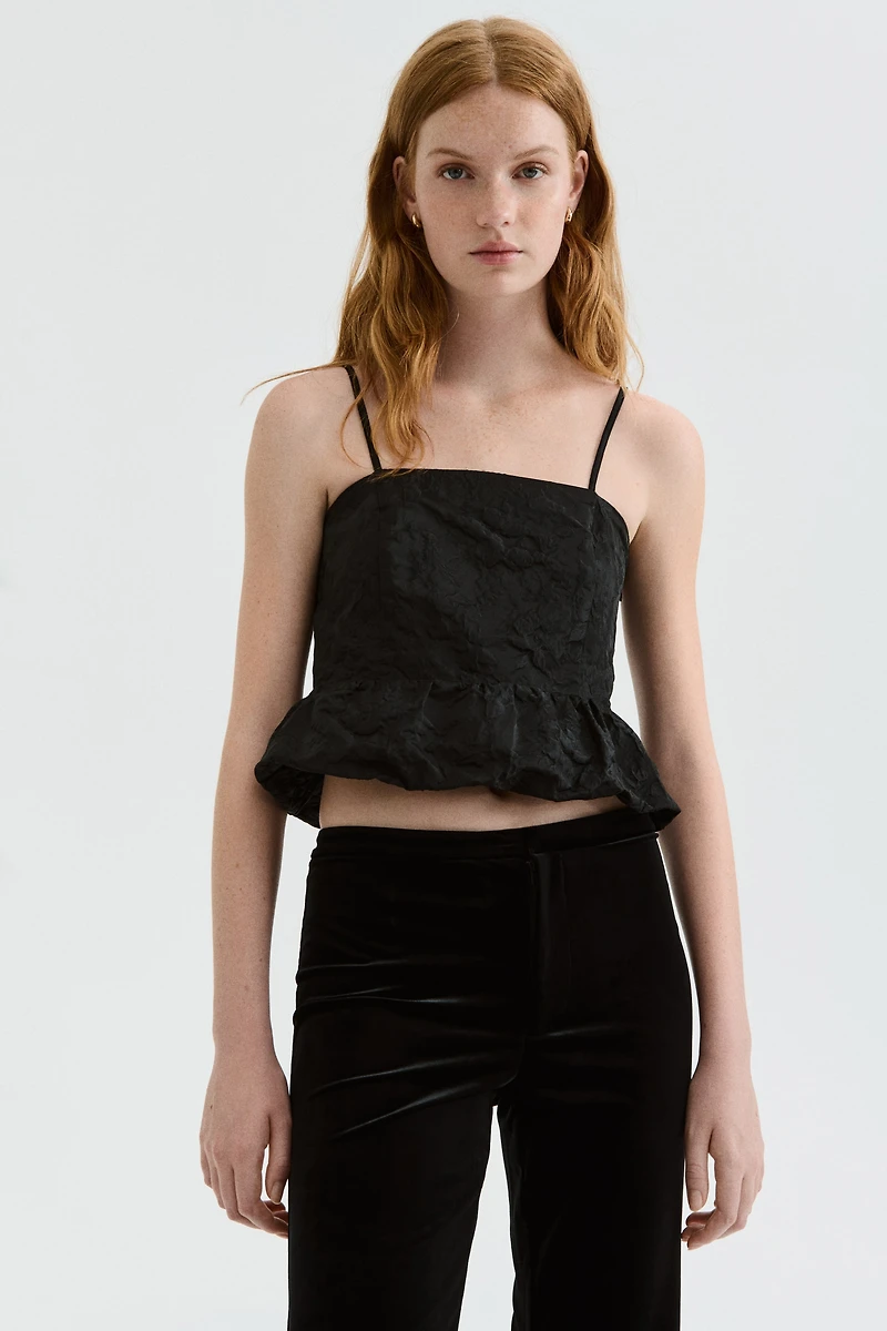 Bubble-Hem Strappy Top