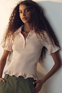 Rib-Knit Top with Collar