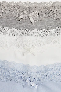 5-pack Cotton and Lace Brazilian Briefs