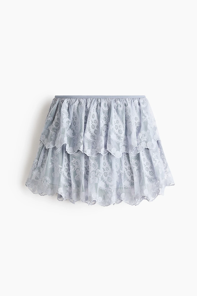 Embroidered Tiered Skirt