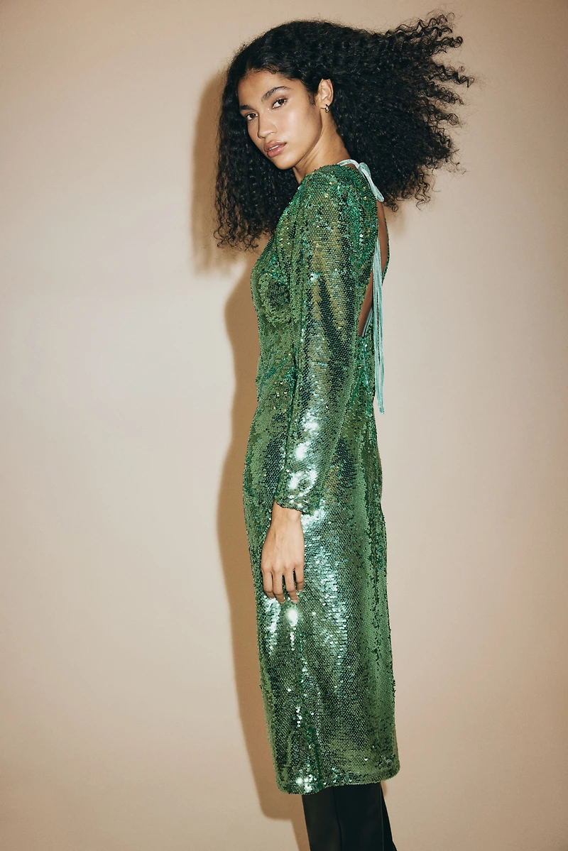 Sequined Open-Back Dress