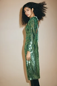 Sequined Open-Back Dress