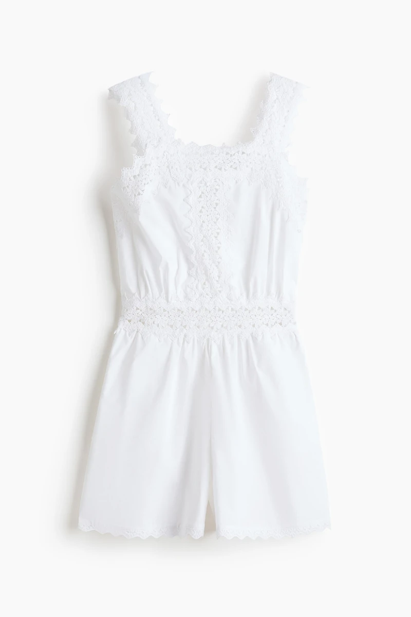 Lace-Detail Cotton Romper