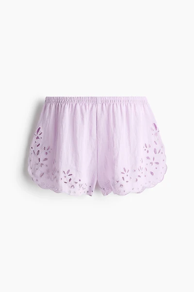 Shorts with Eyelet Embroidery