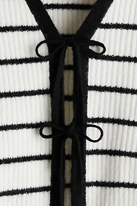 Tie-Detail Rib-Knit Top