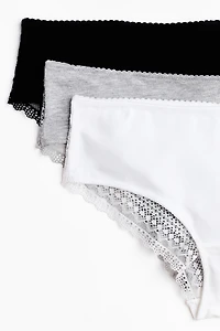3-Pack Cotton and Lace Hipster Briefs