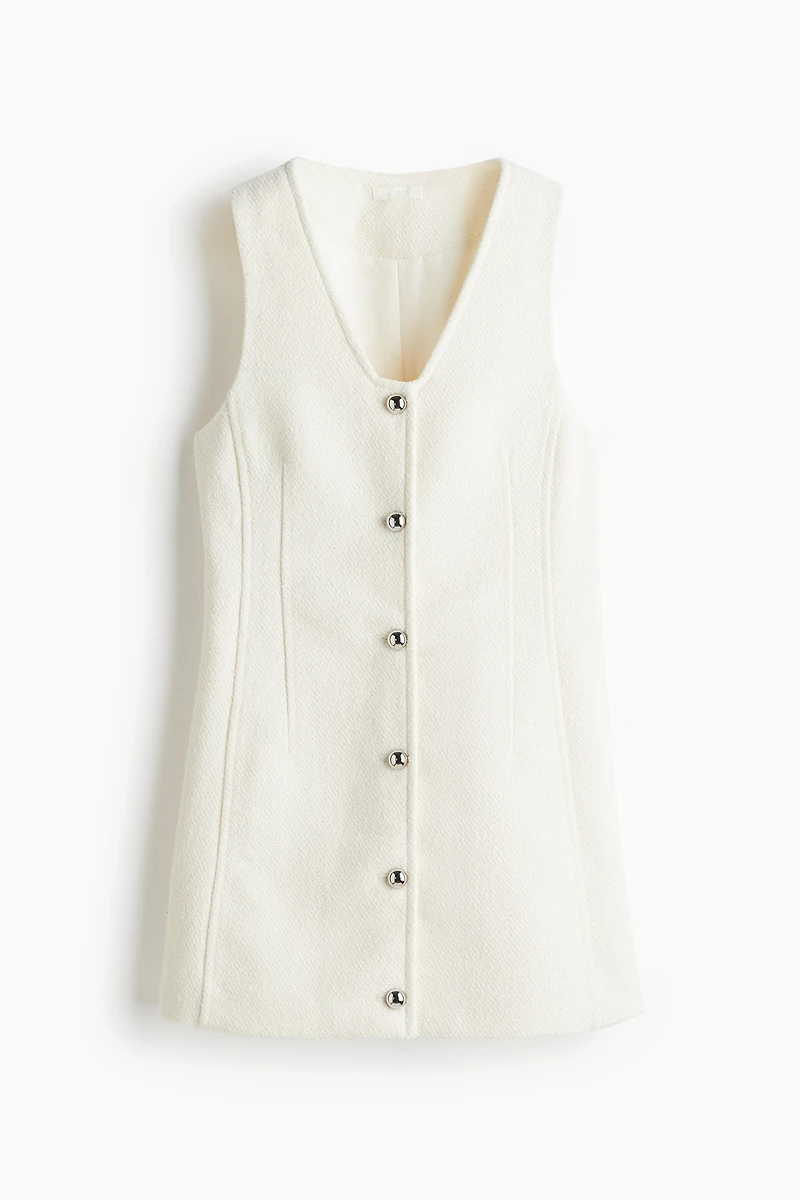 Button-Front Bouclé Dress