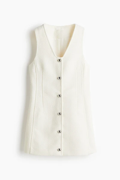 Button-Front Bouclé Dress