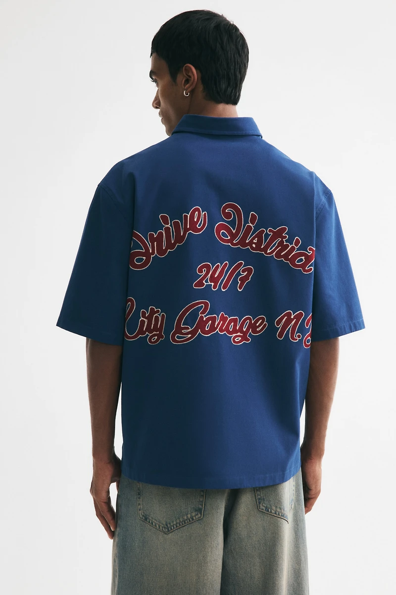 Relaxed-Fit Embroidered-Motif Cotton Shirt