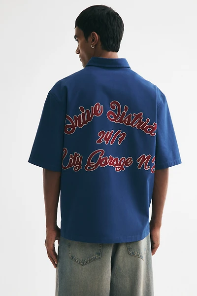 Relaxed-Fit Embroidered-Motif Cotton Shirt