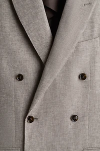 Veste croisée décontractée en lin mélangé