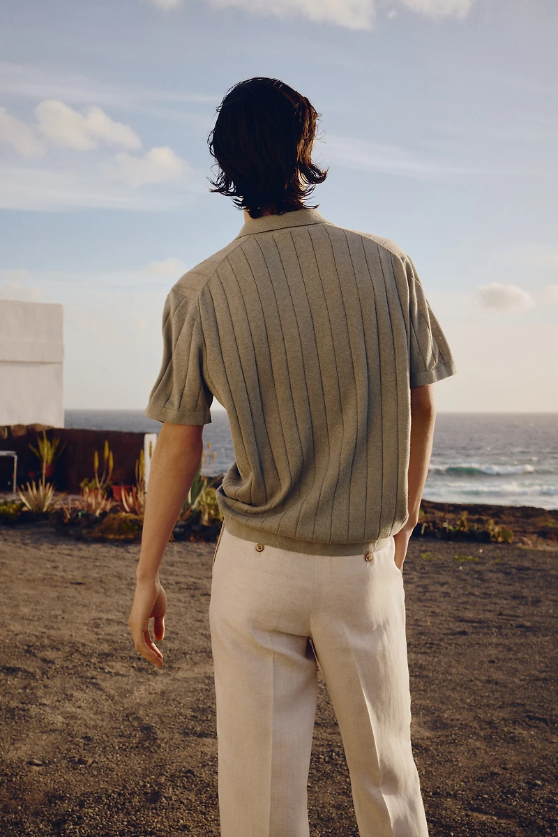 Regular Fit Linen-Blend Polo Shirt