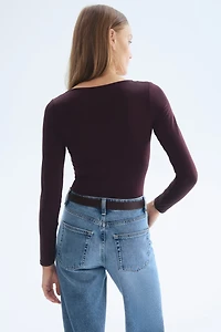 Long-Sleeved Thong Bodysuit