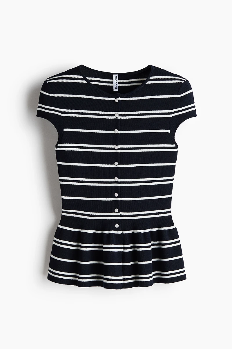 Short-Sleeved Peplum Cardigan