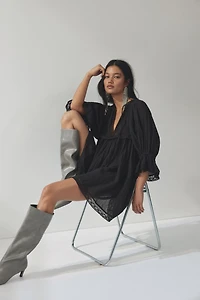 Lace-Trimmed Cotton Dress