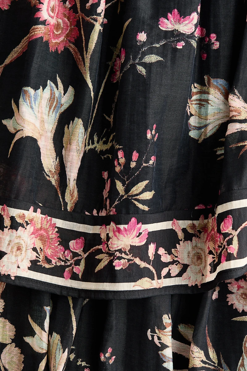 Tiered Linen-Blend Dress