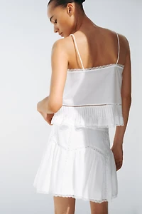 Lace-Trimmed Cotton Skirt