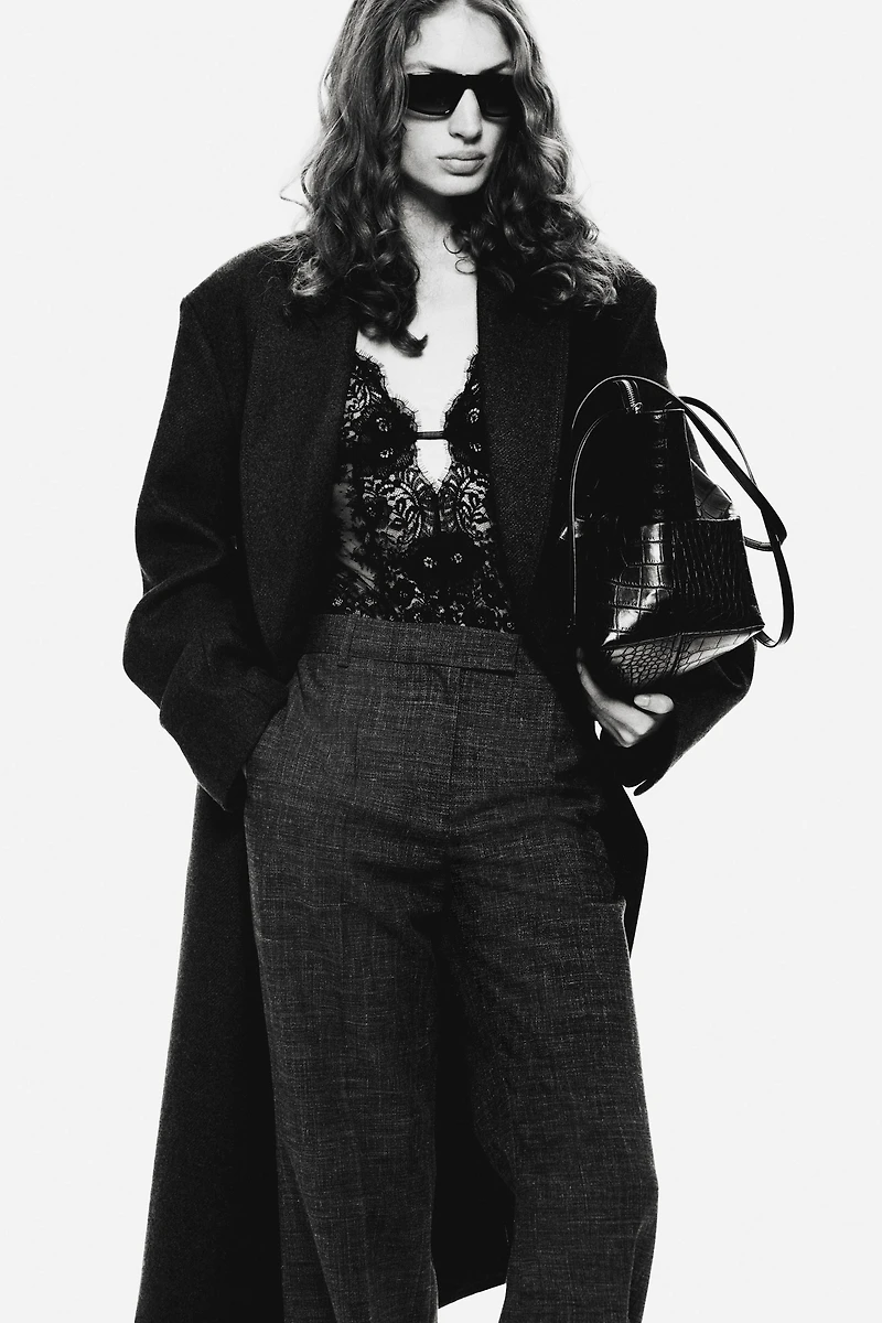 Pantalon coupe bottillon en laine mélangée