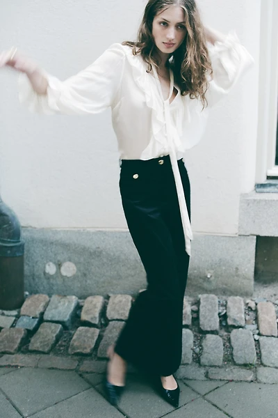 Pantalon évasé en velours