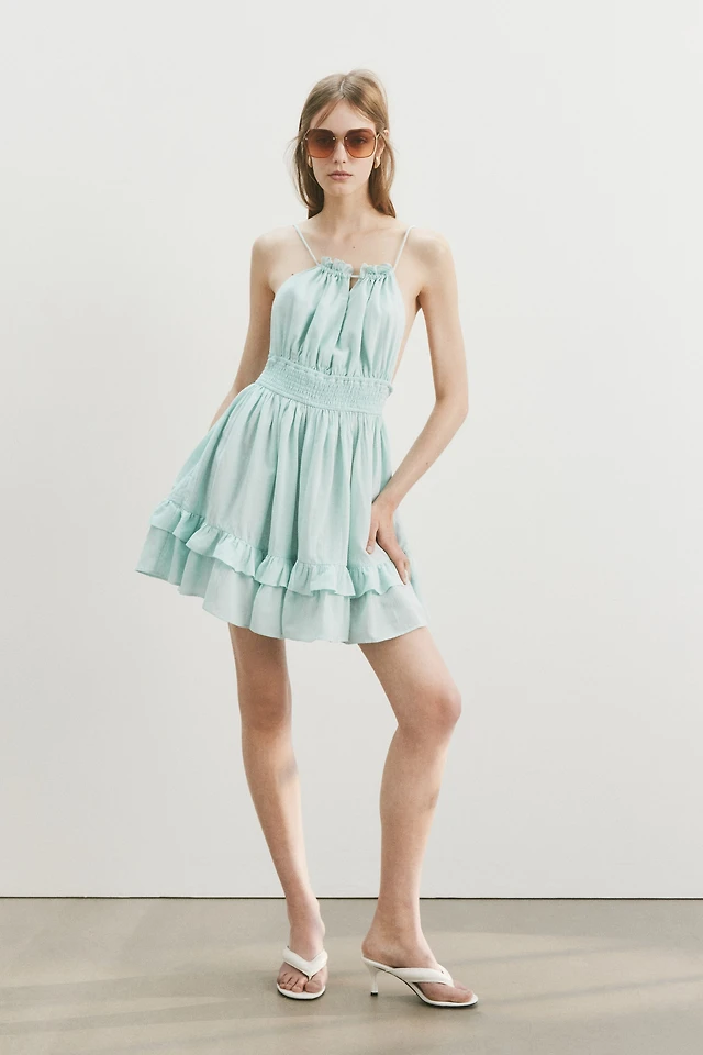 H&M Linen-Blend Dress with a Flared Skirt