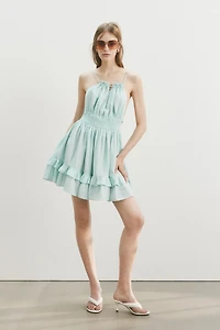 Linen-Blend Dress with a Flared Skirt