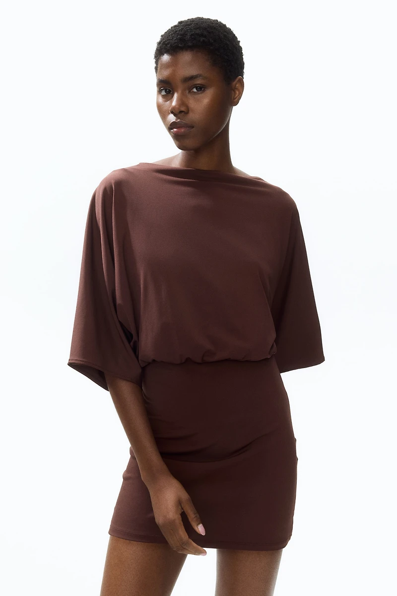 Cape-Sleeved Low-Back Dress