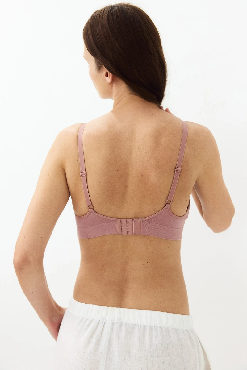 MAMA Seamless Padded Cotton-Blend Nursing Bra