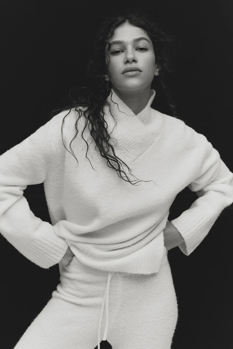 Chandail à encolure en V laine mélangée