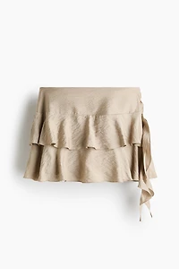 Tiered Draped-Panel Skirt