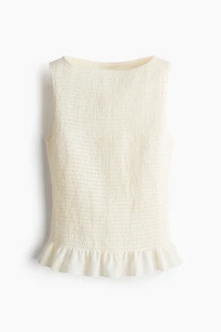 Haut nid d'abeille à encolure bateau