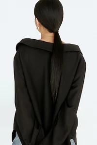 Linen-blend off-the-shoulder shirt