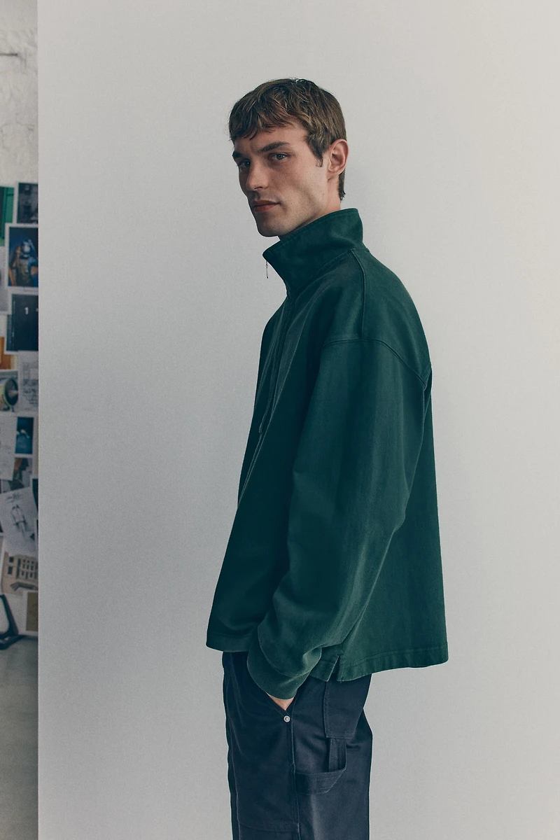 Cotton Half-Zip Sweatshirt