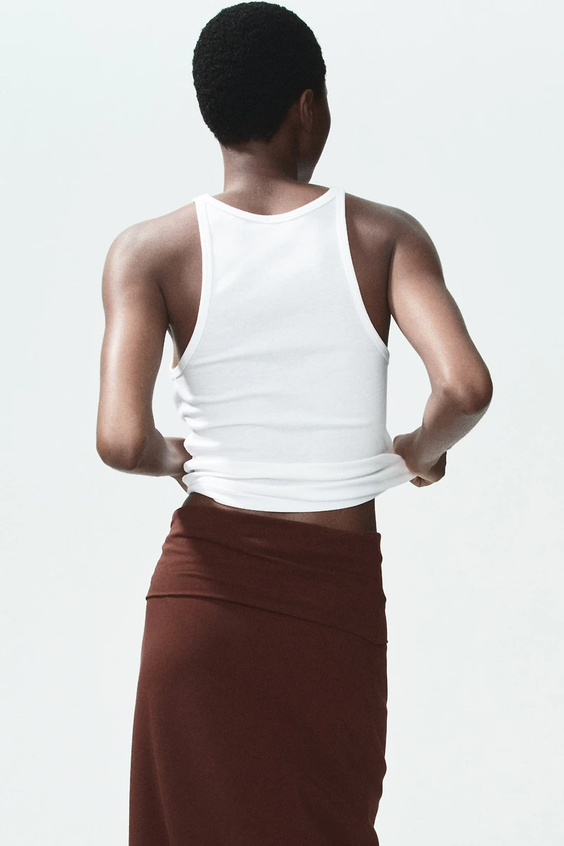 Cotton Skirt with Foldover Waist