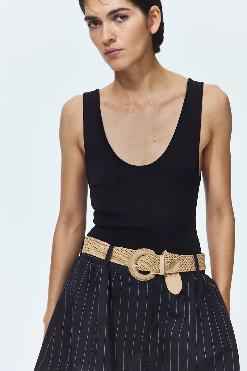 Belted Linen-Blend Shorts
