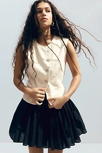 Twill Vest with Hammered Buttons