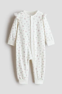 Ruffle-Detail Cotton Pajama Jumpsuit