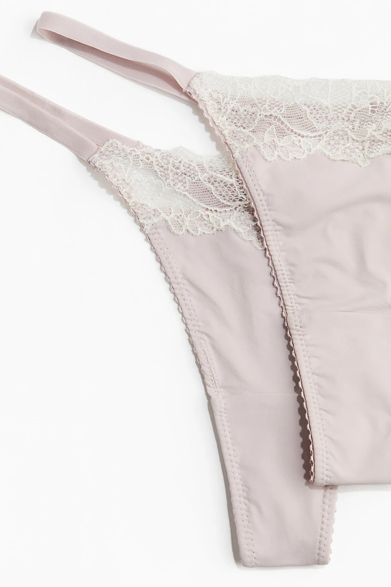 2-Pack Microfiber and Lace Thong Briefs