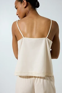 Linen-Blend Pajama Top