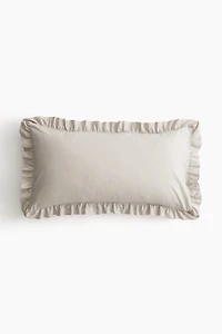 Ruffle-Trimmed Cotton Cushion Cover